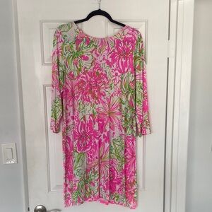 Lilly Pulitzer Pink & Green Floral Long Sleeve Shift Dress
